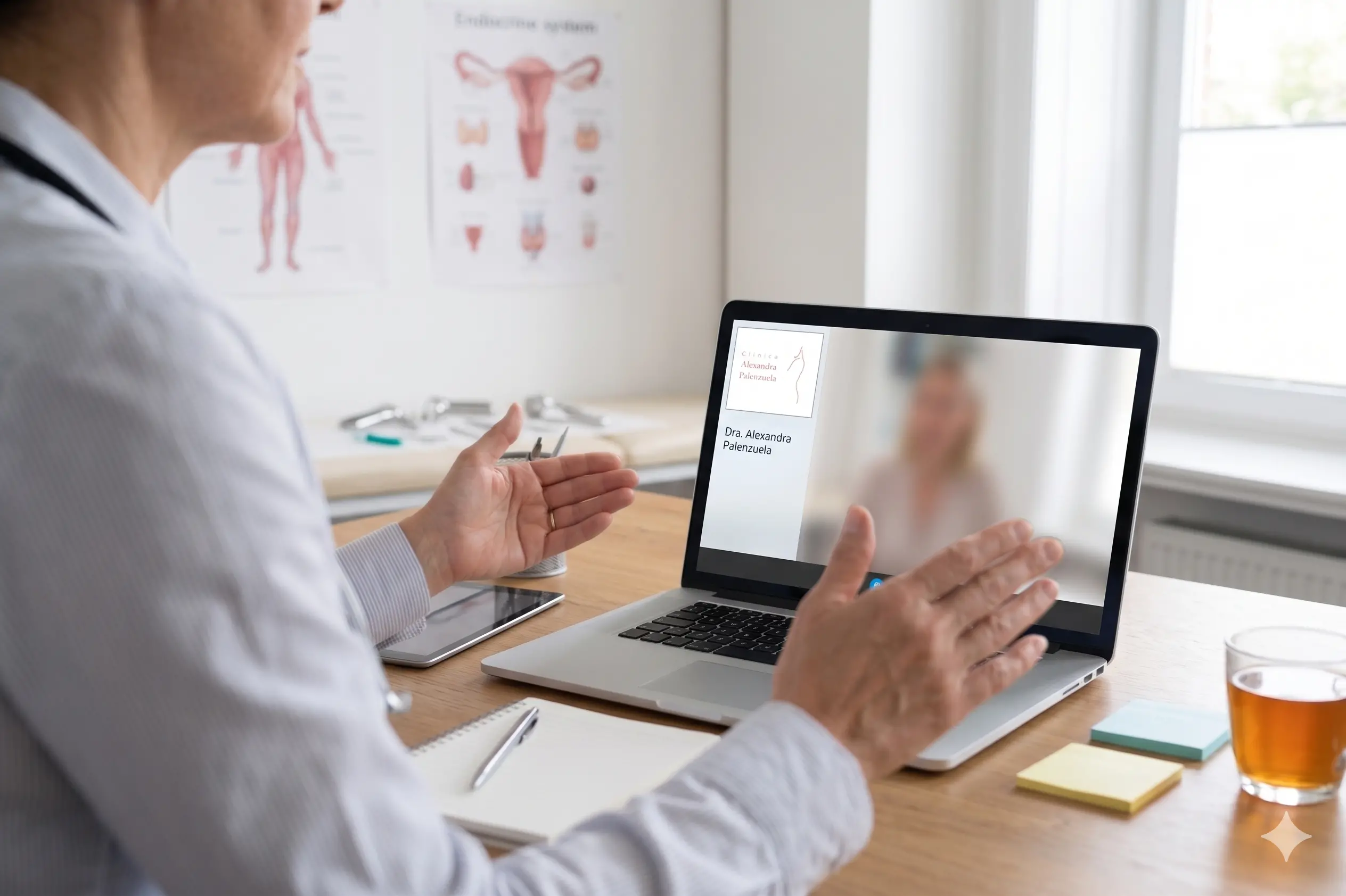 Dra. Palenzuela atendiendo una consulta médica online